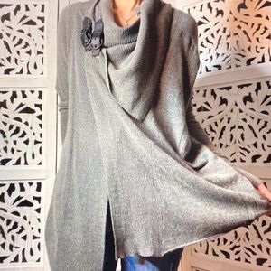 All Saints Spitalfields cowl neck sweater with leather buckles